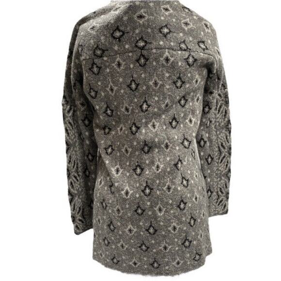 Lucky Brand Aztec Pattern Front Pockets Shawl Collar Open Black Cardigan Sz‎ XS - Picture 6 of 8